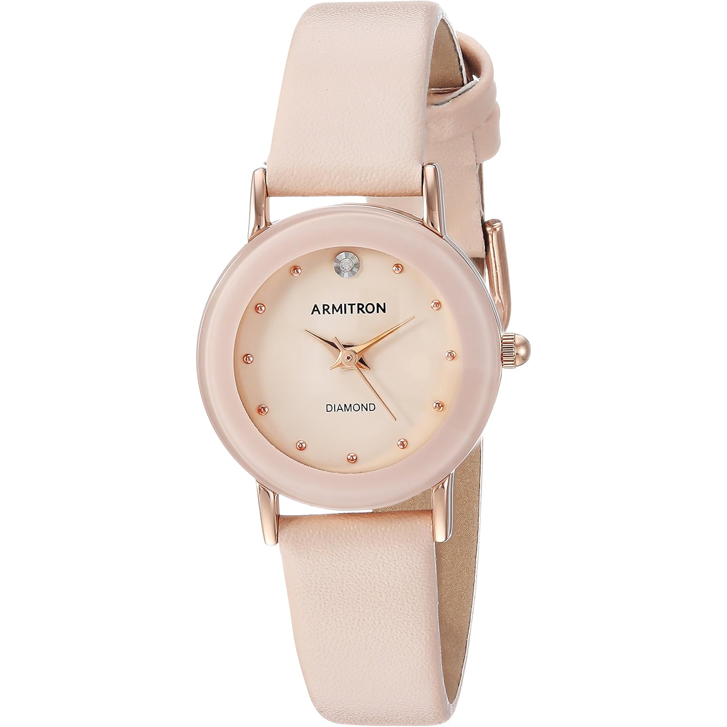 Armitron Women's 75/2447 Diamond-Accented Leather Strap Watch