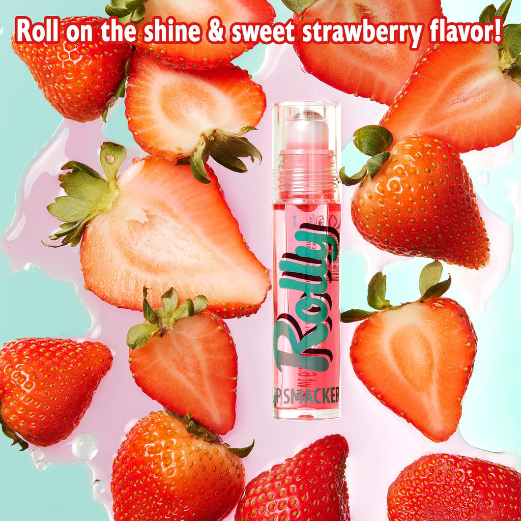 Lip Smacker Rolly Lip Gloss, Classic Roller-Ball Design for a Cooling Sensation, Hydrating & Moisturizing Shine - Strawberry