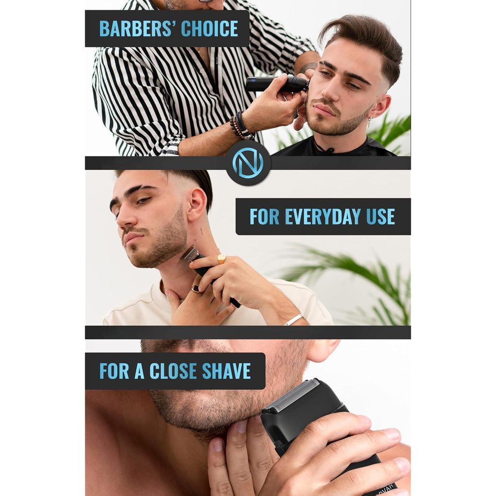 Novah Professional Barber Clippers And Trimmer Set - Foil Shaver Professional Hair Clippers For Men, Mens Cordless Hair Clipper For Barbers Haircut Kit, Fade