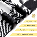 Area Rug, 2’4’’ x 3’7’’ Black and White Checkered Rug Plaid Outdoor Rugs, Soft Machine Washable Cotton Woven Welcome Mat Area Rugs for Home Decor, Bedroom, Doormat, Balcony, Porch, Patio