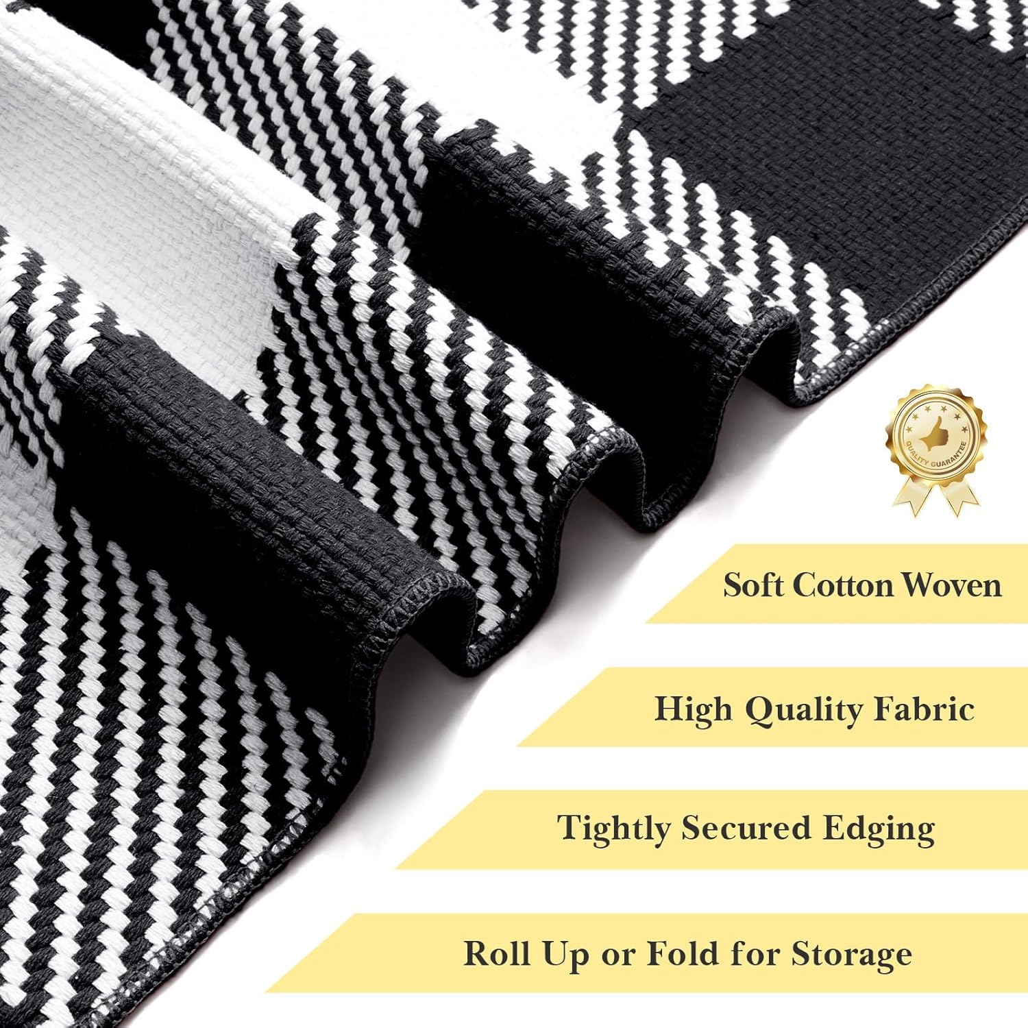 Area Rug, 2’4’’ x 3’7’’ Black and White Checkered Rug Plaid Outdoor Rugs, Soft Machine Washable Cotton Woven Welcome Mat Area Rugs for Home Decor, Bedroom, Doormat, Balcony, Porch, Patio