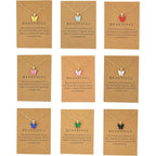 9 pcs Colorful Butterfly Pendant Necklace for Women Bohemian Acrylic Adjustable Retro Card Clavicle Chain Insect Animal Necklace Friend Friendship Party Jewelry Gift