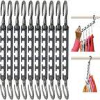 Max 10-Pack Space Saving Hangers, Reinforced Hooks Swivels 360°, Cascading Hanger, College Dorms & Storage Closet Organizer, Fully Assembled – Grey