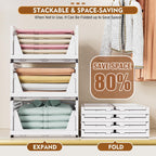 Snslxh 5 Pack Stackable Closet Storage Basket, Multifunctional & Foldable Closet Organizer For Bathroom Kitchen Laundry Room Wardrobe Storage, Space-Saving Clothes Storage Drawer Organizer, White