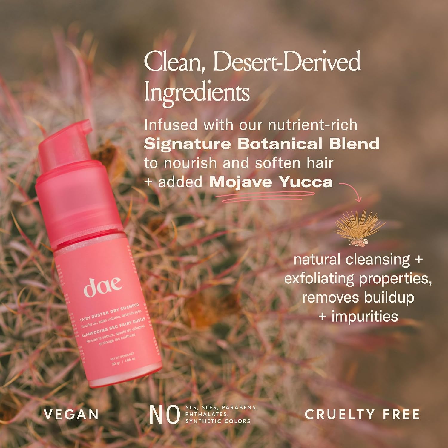 Dae Fairy Duster Dry Shampoo Powder - Non-Aerosol Natural Ingredients, Absorbs Oil & Refreshes Roots