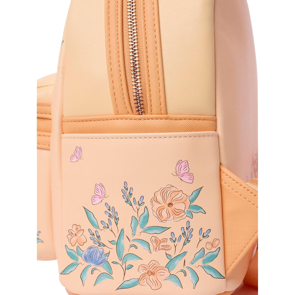 Loungefly Tigger Mini Backpack Handbag Floral Print Double Strap Shoulder Bag (Peach, Tigger)