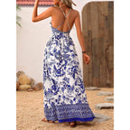 Makemechic Women'S Boho Maxi Dress Summer Luau Outfits Beach Wedding Guest Backless Sundress Flowy Resort Wear
