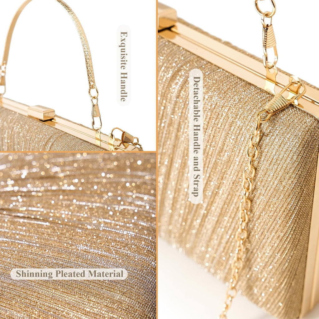 Kseymeir Clutch Purses for Women Pleated Evening Handbag with Chain Prom, Cocktail, and Wedding | Pleated, with Chain, Prom, Cocktail, Wedding