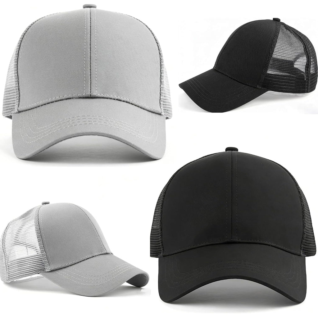 Izus Women'S Ponytail Hat Baseball Cap Mesh-Back High-Bun-Pony Summer-Spring-Caps 22-23 Inch