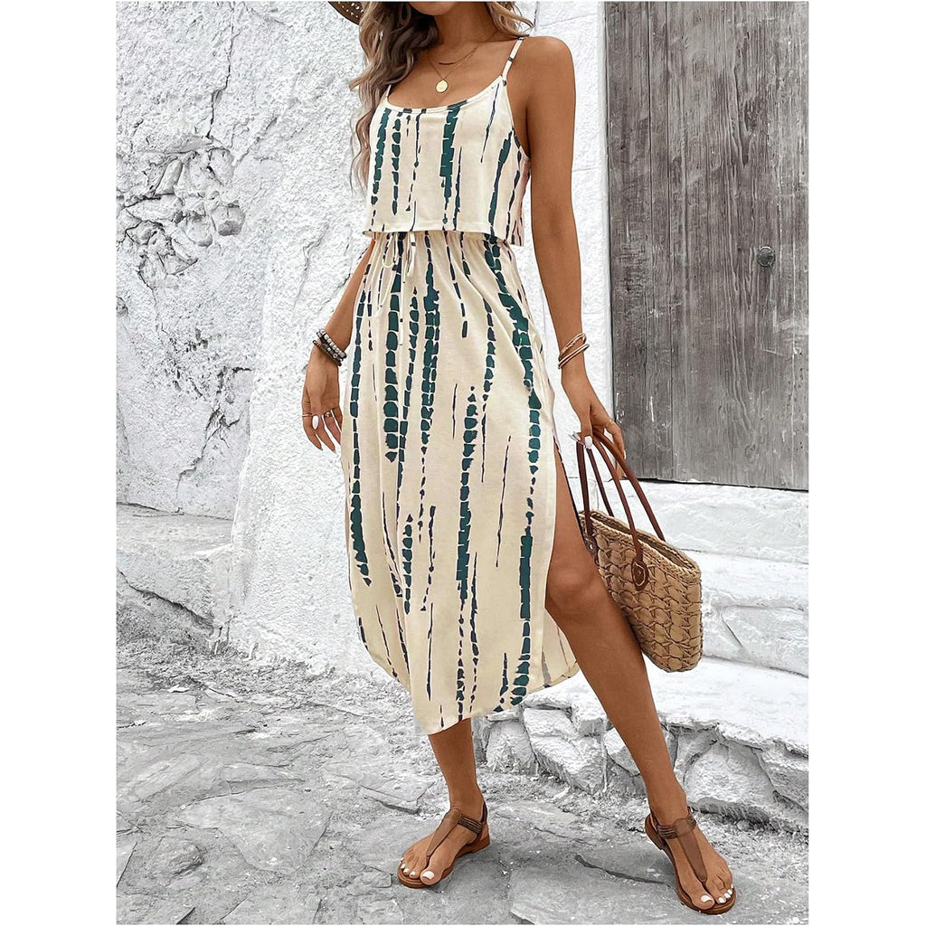 Roseseek Women'S Spaghetti Strap Tie Dye Cami Sun Dress Beach Midi Summer Dresses Resort Wear Vacation Outfits