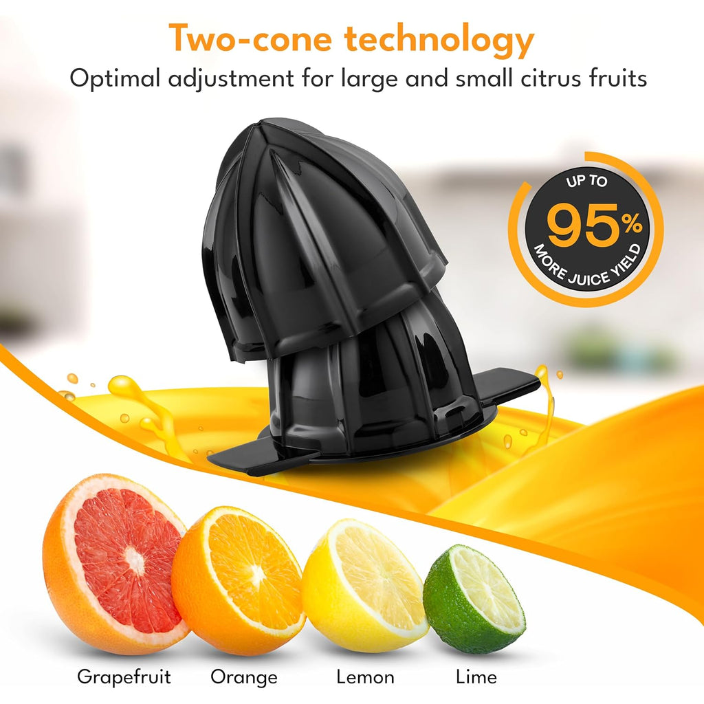 LEBENLANG Orange Juicer Electric - 2 cones & BPA-free I High juice yield & Large Volume I 24oz Lemon Juicer Squeezer I Electric Citrus Juicer Orange Juice Press Juicers Exprimidor De Naranjas Limones