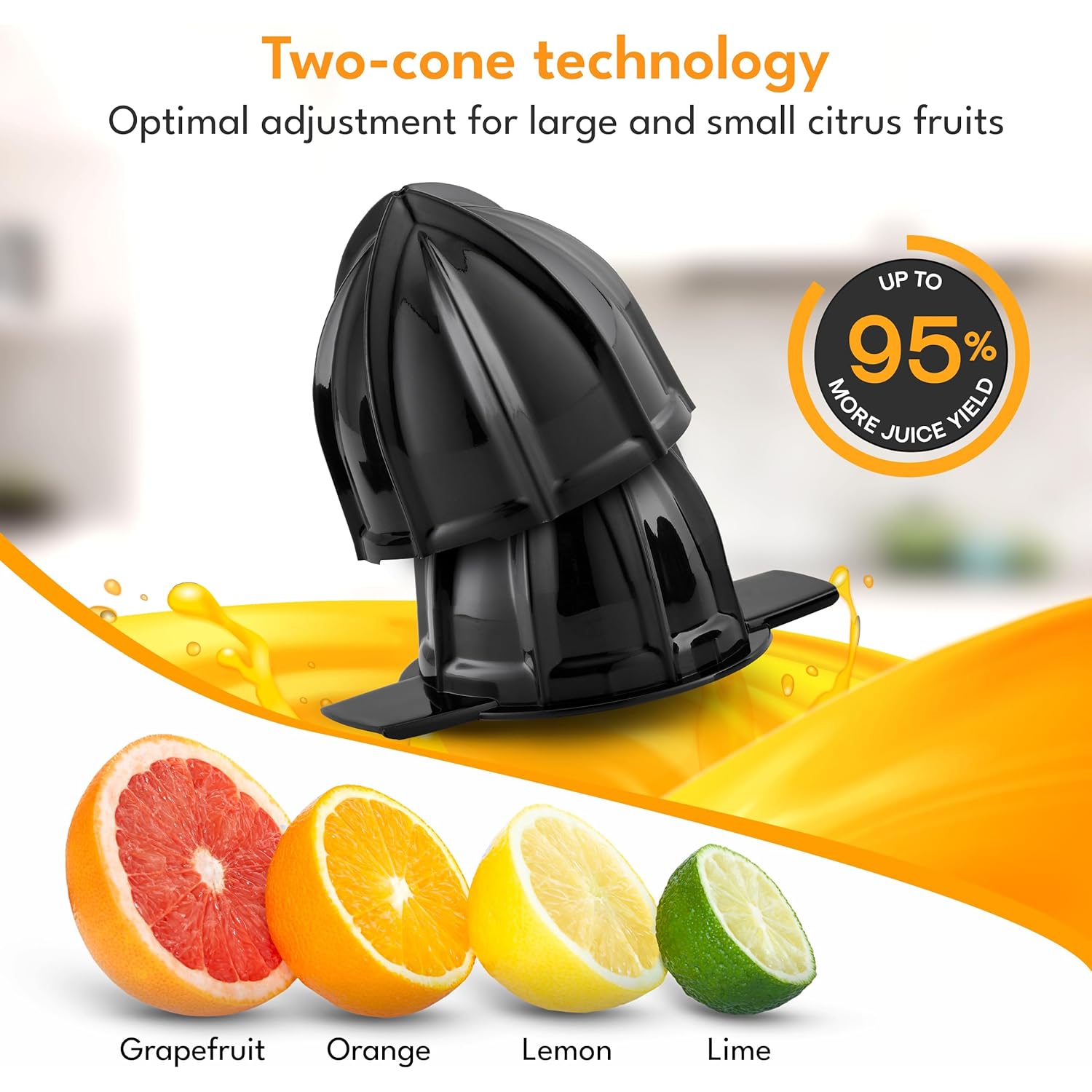 LEBENLANG Orange Juicer Electric - 2 cones & BPA-free I High juice yield & Large Volume I 24oz Lemon Juicer Squeezer I Electric Citrus Juicer Orange Juice Press Juicers Exprimidor De Naranjas Limones
