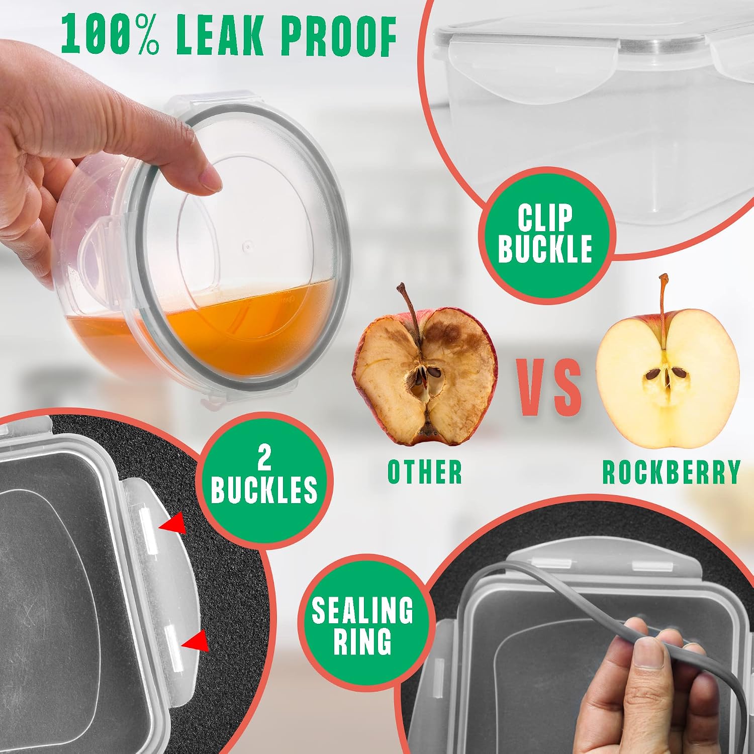 Rockberry 50 Pcs Large Food Storage Containers With Lids Airtight-85 Oz To Small Containers-Total 526Oz Stackable Kitchen Set -Bpa Free Leak Proof Containers- Freezer Microwave Safe