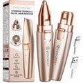 VG VOGCREST Eyebrow & Facial Trimmer: 2 in1 Rechargeable Facial Hair Removal & Eyebrow Shaver - Body Razor with Built-in LED Light (Rose Gold)