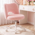 Vanity Chair With Open Back & Wheels,Armless,Pink