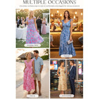Grace Karin Women'S Summer Floral Maxi Dress 2026 Ruffle Sleeve Smocked Sundress Flowy Wedding Guest Long Dresses With Pocket