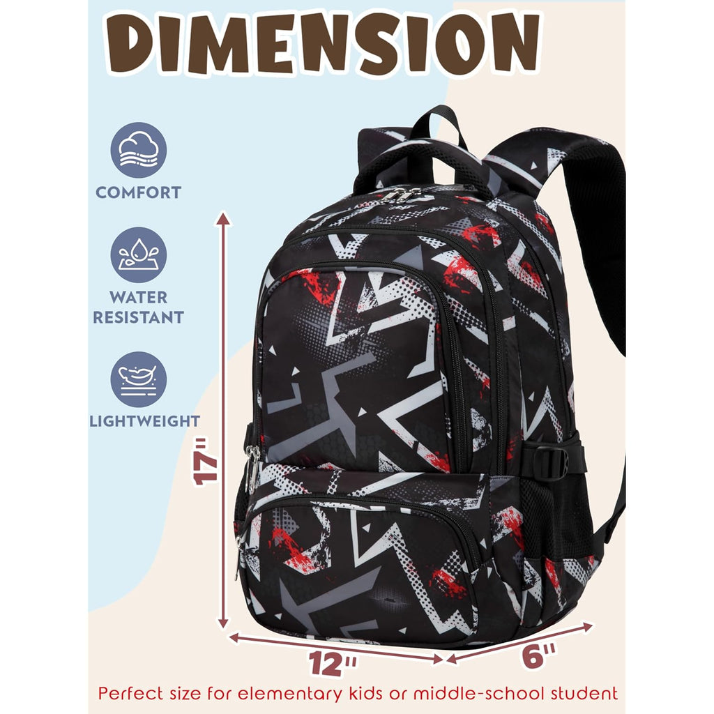 Kids Backpacks For Boys Girls 17 Inch Elementary Primary Middle School Bookbags With Laptop Compartment Back To School Bags For Childs Age 6-8 Mochilas Escolares Para Niños Niñas Dark Black