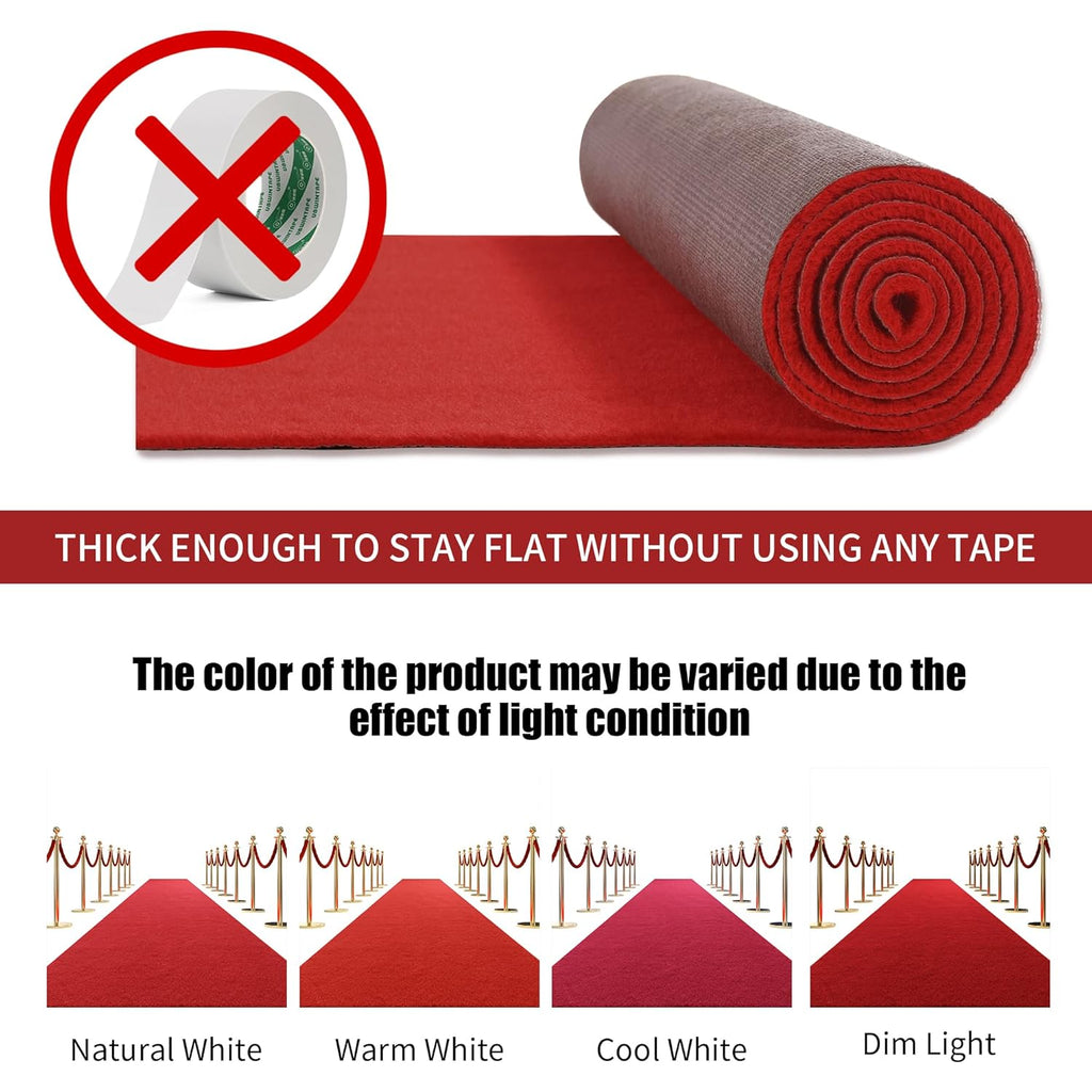 HOMBYS 450 GSM Extra Thick 3x10 ft Red Carpet Runner for Partys & Events, Heavy-Duty Felt Aisle Runway Rug for Steps, Prom Proposal & Wedding Ceremony Decorations, Hollywood Oscars for VIP Awards