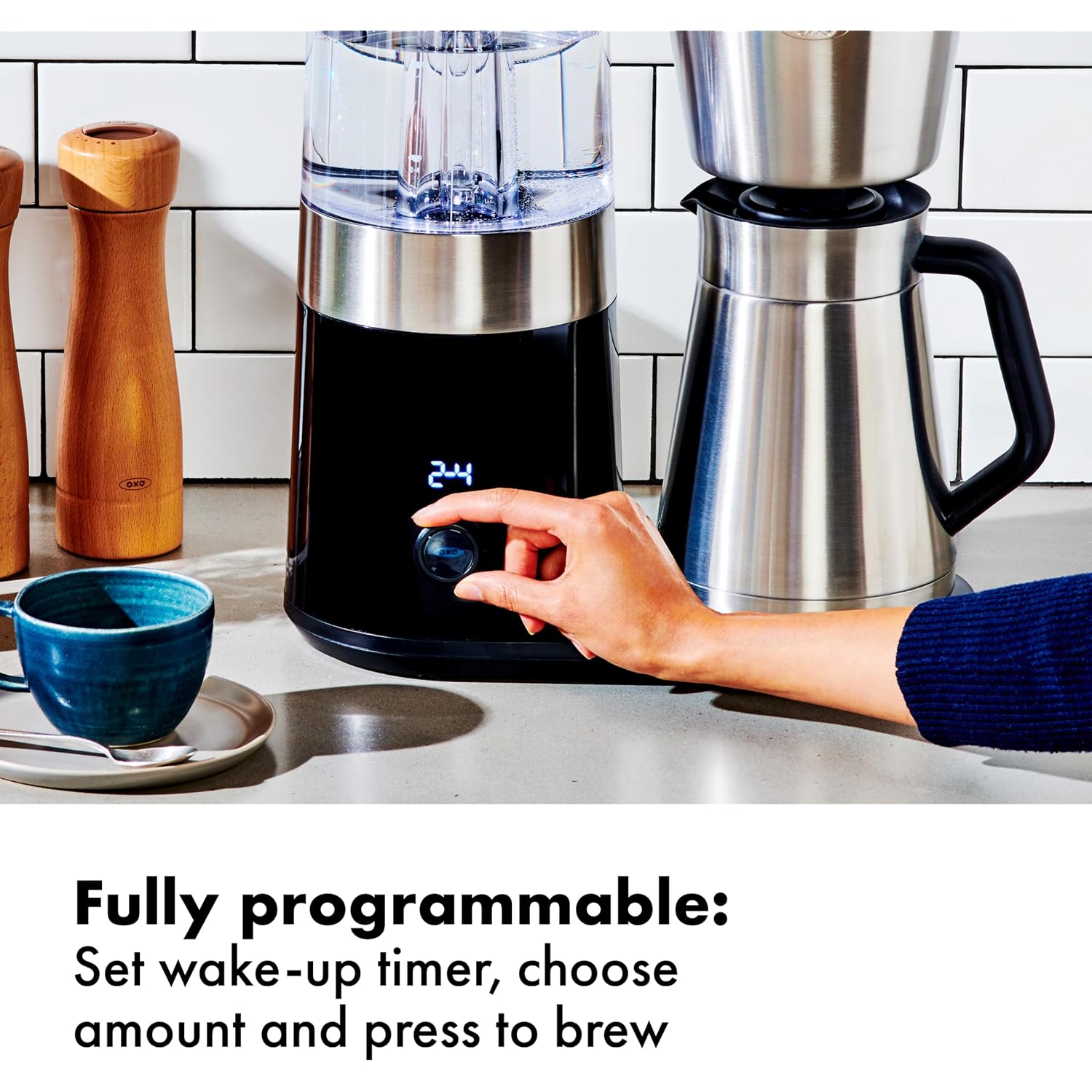 Oxo Brew 9-Cup Drip Coffee Maker – Programmable Coffee Machine | Stainless Steel, Single Serve Or Full Carafe Option, Sca Certified Home Brewer, Temperature Controlled, Rainmaker Shower Head