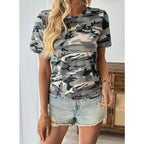 EVALESS Womens Summer Tops Casual Graphic Tees Crewneck Short Sleeve Shirts Spring 2026 Fashion T Shirts 1a Grey Camo