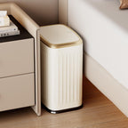 Tipgo Bathroom Trash Can With Lid, 2.1 Gallon / 8 Liter Small Garbage Can, Press Top Bin, Stainless Steel Wastebasket With Pop-Up Lid For Bedroom, Living Room, Office (Cream)