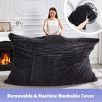 Hobestluk 3 In 1 Bean Bag Chair Giant Bean Bag Chairs Convertible Bean Bag Floor Cushion With Machine Washable Cover, Beanbag Chairs For Adult (Dark Grey)