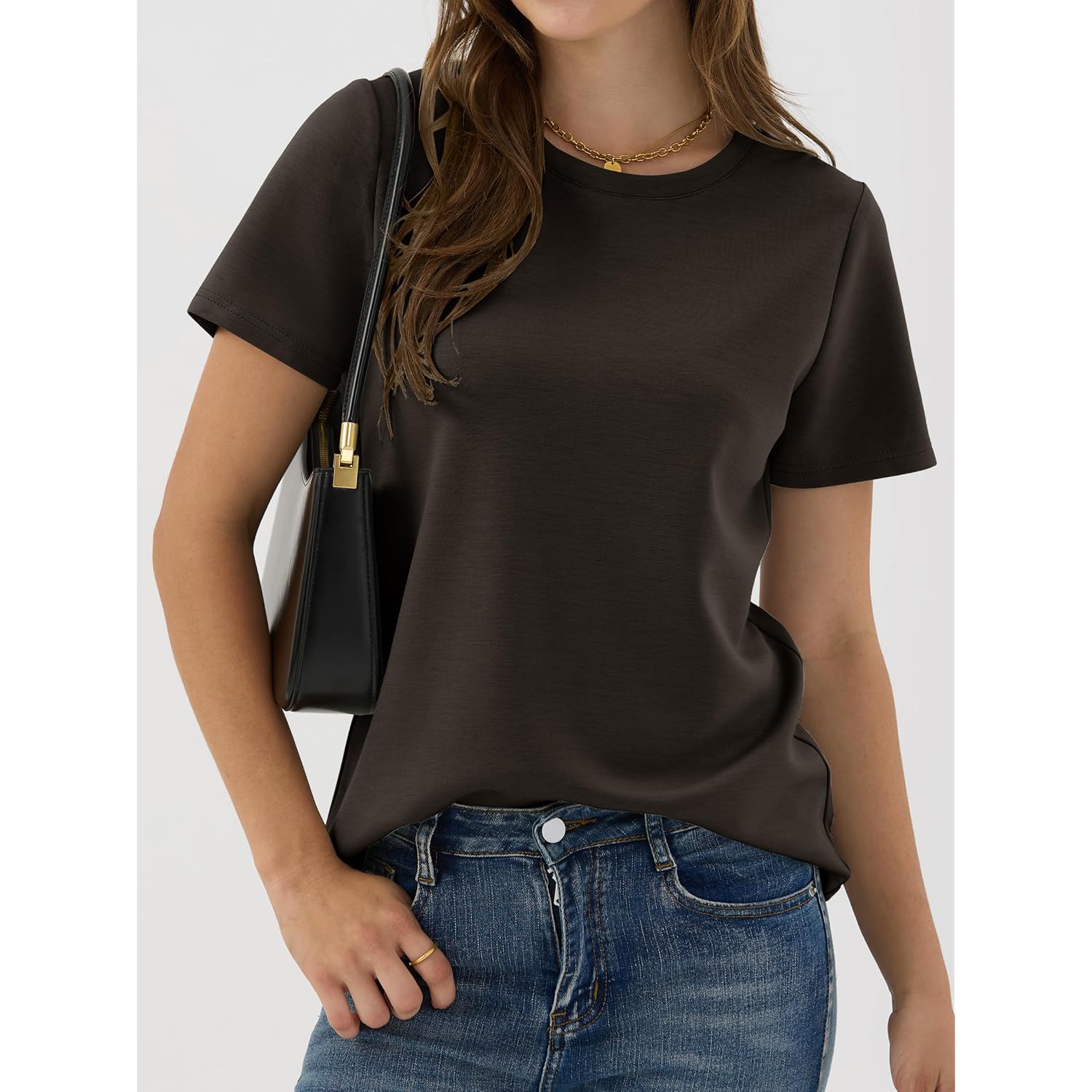 Women Short Sleeve Tops Summer Basic Tee Wrinkle-Free Trendy Cute T Shirts 2026 Spring Business Casual Outfits
