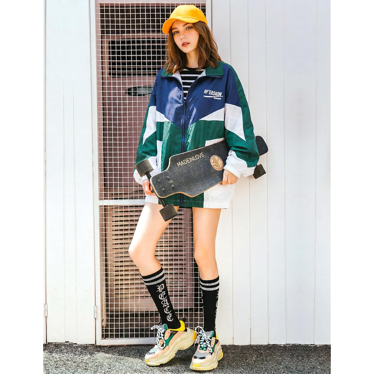 Wyeysyt Women Windbreaker Jacket Y2K Varsity Oversized Jacket | 80S 90Sjacket, Vintage Sport Jacket, Zip Up Casual Jacket, Retro