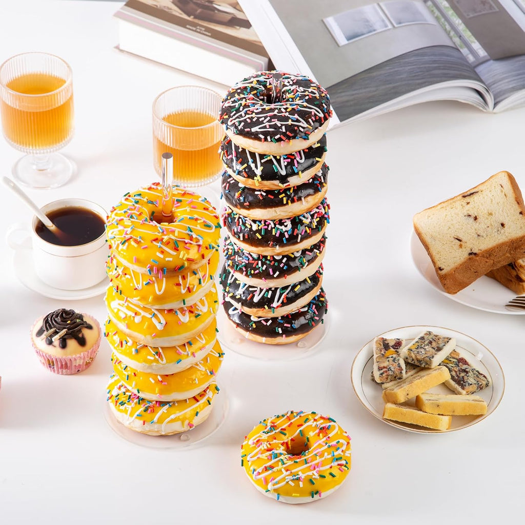 HENABLE 4PCS Acrylic Donut Display Stand Tower - Dessert Table Holder for Donuts, Bagels & Doughnuts - Perfect for Parties, Christmas, Birthday & New Year