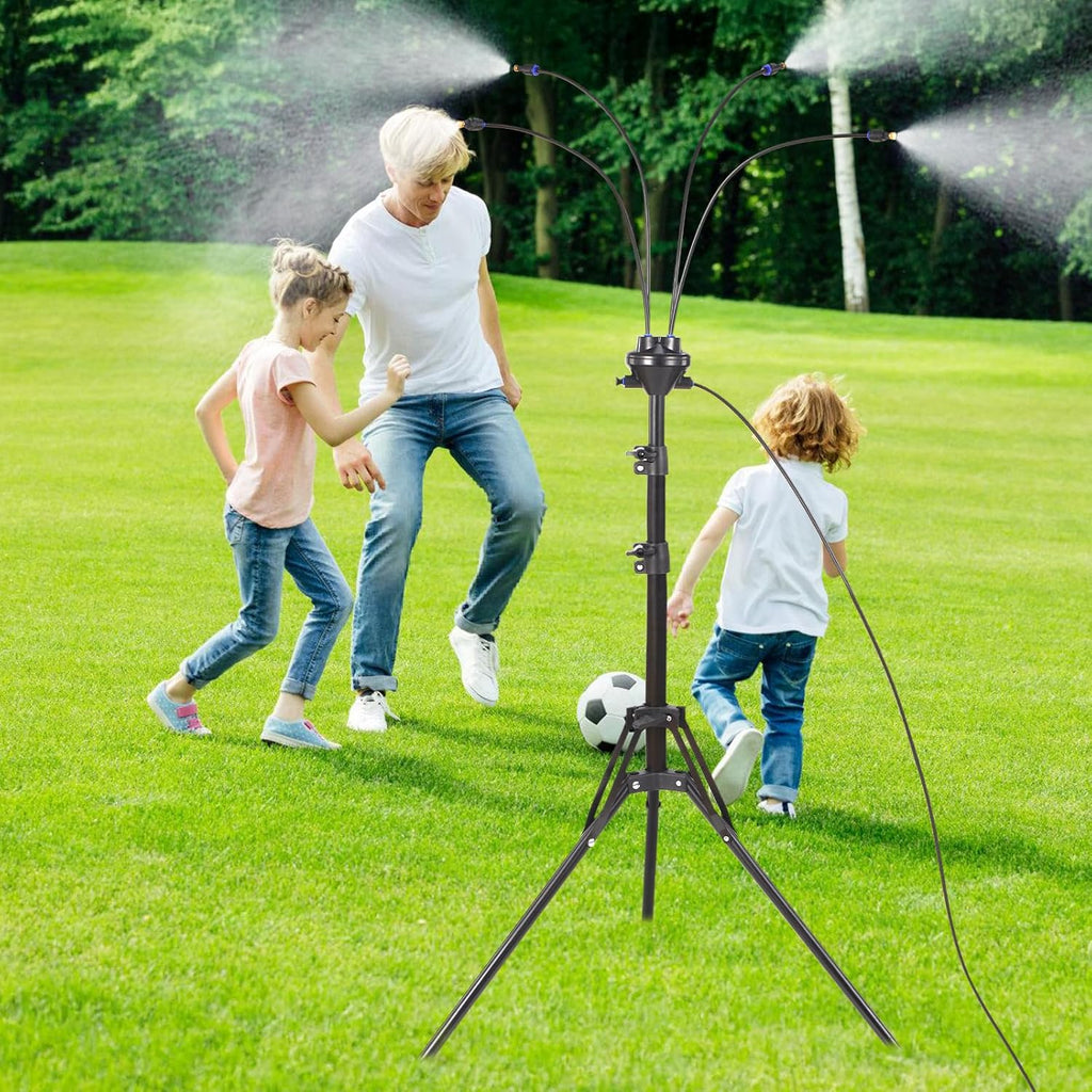 Misters For Outside Patio, Adjustable 5.25Ft Standing Mister With 26.5Ft Water Supply Line, Portable Outdoor Misters For Cooling Patio, Backyard, Garden, Pool & Bbq, Water Play & Tanning