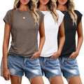 3 Pack Womens Summer Tops Cap Sleeve T Shirts Business Causal Dressy Basic Tee Fashion Trendy Cute Outfits 2026