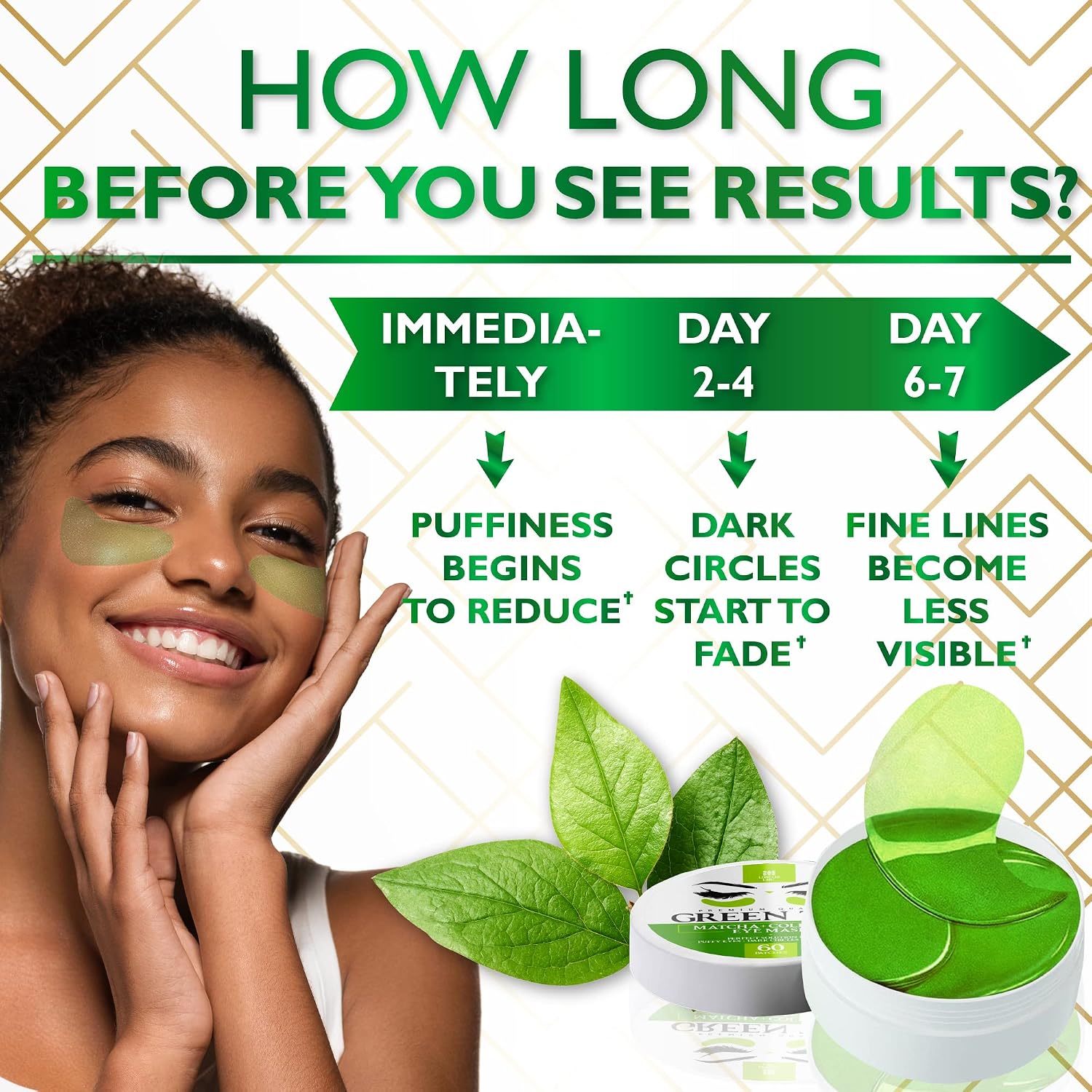 Under Eye Mask For Puffy Eyes, Dark Circles, Eye Bags, Puffiness, Wrinkles With Collagen - Hydrating - Green Tea Skincare - Anti-Aging Eye Patch Treatment Masks - 60 Under Eye Gel Pads