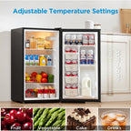 Midea Merm33S1Ast Mini Fridge, 3.3 Cu.Ft Compact Fridge With Internal Light, Adjustable Thermostat, Reversible Door, Low Noise For Dorm, Office, Bedroom, Stainless Steel