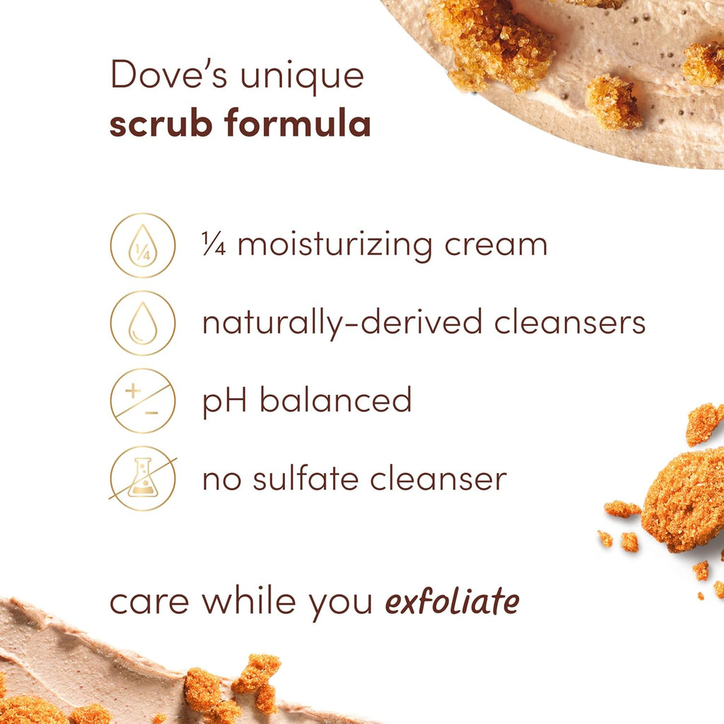 Dove Brown Sugar And Coconut Butter Body Scrub Exfoliates And Deeply Nourishes For Smooth, Radiant Skin 15 Oz