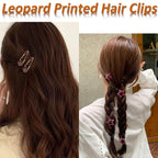 Metal Snap Hair Clips,8 Pairs Hair Barrettes For Women - Star & Water Drop Hair Barrettes, Non-Slip Y2K Accessories For Thin Thick Hair,Pink And Brown Leopard Print