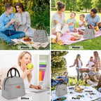 Lunch Bag For Women Men Insulated Lunch Box For Adult Reusable Lunch Tote Bag For Work, Picnic Or Travel(Black White Stripes)