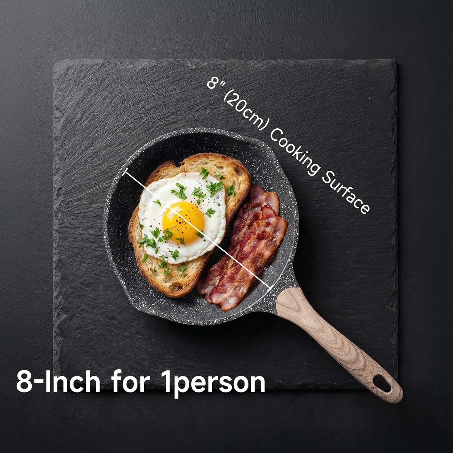 JEETEE 8 Inch Nonstick Frying Pan For Egg, Nonstick Omelette Skillet with Soft Touch Handle, All Stove Induction Compatible