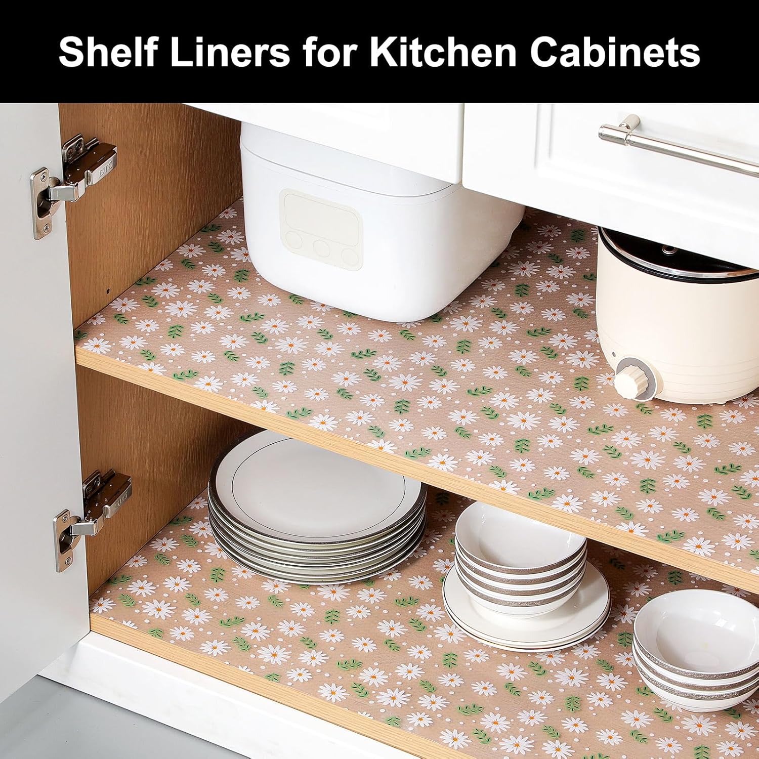 Cooyes Shelf Liner – Premium Non-Adhesive Cabinet & Drawer Liner for Kitchen – Waterproof Shelf Paper with Modern Pattern – Durable EVA Cabinet Mat – Easy to Cut （11.8" W x 120" L）