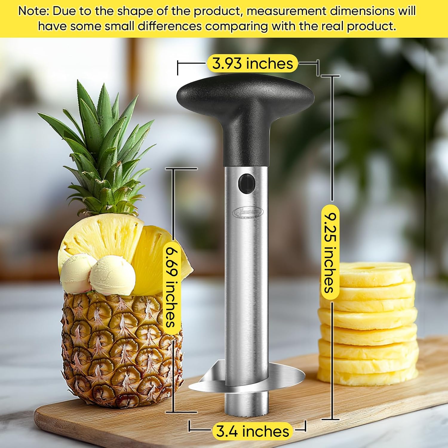 Pineapple Corer, [Upgraded, Reinforced, Thicker Blade] Newness Premium Pineapple Corer Remover, Stainless Steel Pineapple Core Remover Tool For Home & Kitchen With Sharp Blade For Diced Fruit Rings