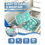 Large Ice Cube Tray For Freezer - 2 Pack Stackable Round Ice Cube Molds Set, Easy To Fill & Release With Storage Bin And Tongs For Kitchen, Party, Cocktail & Coffee, Gifts For Whiskey Lover (1.93In)