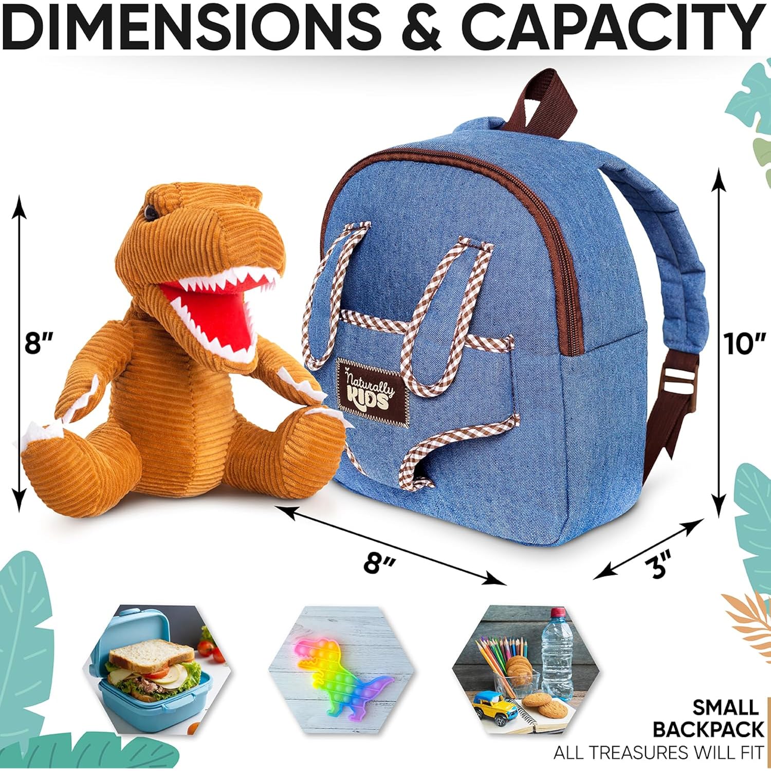 Naturally Kids Toddler Backpack W. Plush Dinosaur Toy, Kids Gift 2 3 4 5 | 2-In-1 Dinosaur Backpack, Dinosaur Toys For Kids 3-5, 2-4 In Gift-Ready Box, 2 Year Old Boy Birthday Gift & Christmas