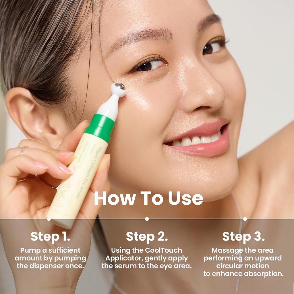 Axis-Y Vegan Collagen Eye Serum - K Beauty Triple Hyaluronic Acid & Peptide Collagen Serum Improve Skin Elasticity, Reduce Fine Lines & Dark Circles - Vegan Korean Skin Care Eye Cream (0.33 Fl. Oz.)