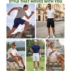 Wulcea Men'S Golf Shorts 9" Chino Stretch Fabric Elastic Waist Quick Dry Water Resistant Casual Dress Work With Phone Pocket