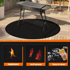 20" Tabletop Fire Pit Mat For Solo Stove Mesa Xl, Table Top Protector-Black | 1800°F Fiberglass, Dual Silicone, Waterproof, Oilproof, Anti-Slip Base, Anti-Curl Mat For Patio, Camping, Deck, Ember Guard