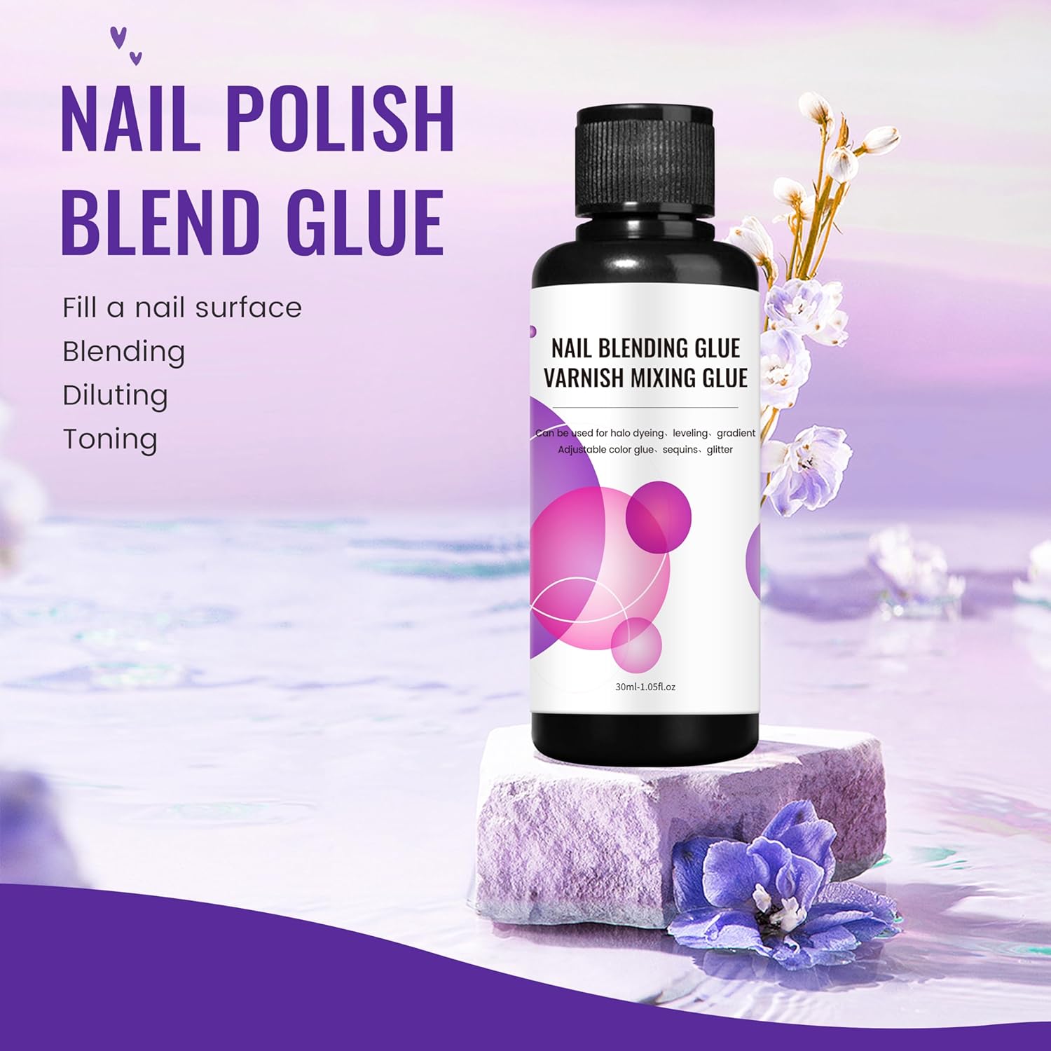 30ml/1fl.oz Clear Nail Blending Glue,Nail Glitter Powder Clear Mixer Gel Nail Polish Dilution Color Sequins Mixing Glue Nails Designer for Gel Polish Varnish Mixing