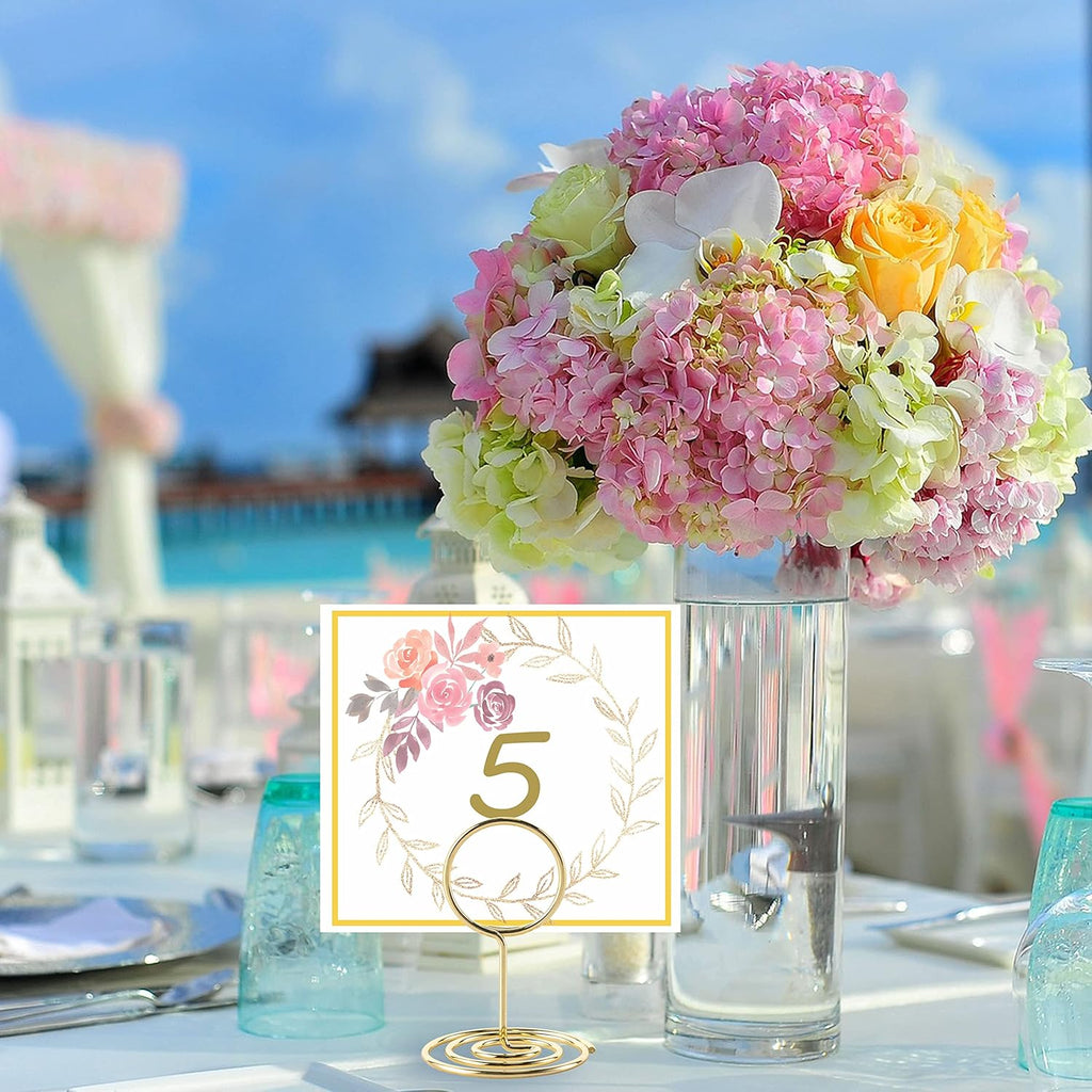 Hoewina 26Pcs Table Number Holders, Place Card Holder, Wire Picture Holder, Small Size Table Card Holders, Photo Holder for Centerpieces, Wedding Reception, Party, Birthday (Gold)