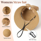 Sun Hats for Women, Straw Beach Hat UV Sun Protection, Foldable Bowknot Sun Beach Hats Summer Hat