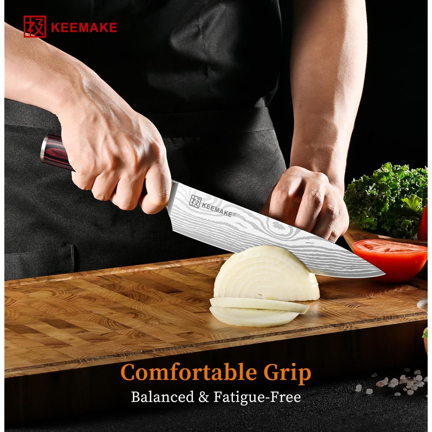 KEEMAKE Chef Knife - 8 Inch High Carbon Stainless Steel Kitchen Knife with Ergonomic Handle, Professional Kitchen Gadgets with Gift Box for Men and Women, Father Day Gifts