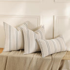 Hckot Throw Pillow Covers 20X20 Set Of 2 Striped Pillow Covers Textured Linen Decorative Pillows Square Cushion Covers For Sofa Couch Bed Living Room Farmhouse Decor, Grey