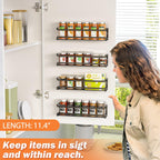 Bunoxea Spice Rack Wall Mounted 4 Pack, For Spice Jars & Seasonings,Black | 4 Removalble Hooks,Screw Or Adhesive Hanging, Space-Saving,For Kitchen Cabinet, Pantry Door,Stove,Rv Use,11.41X2.75X2.75In